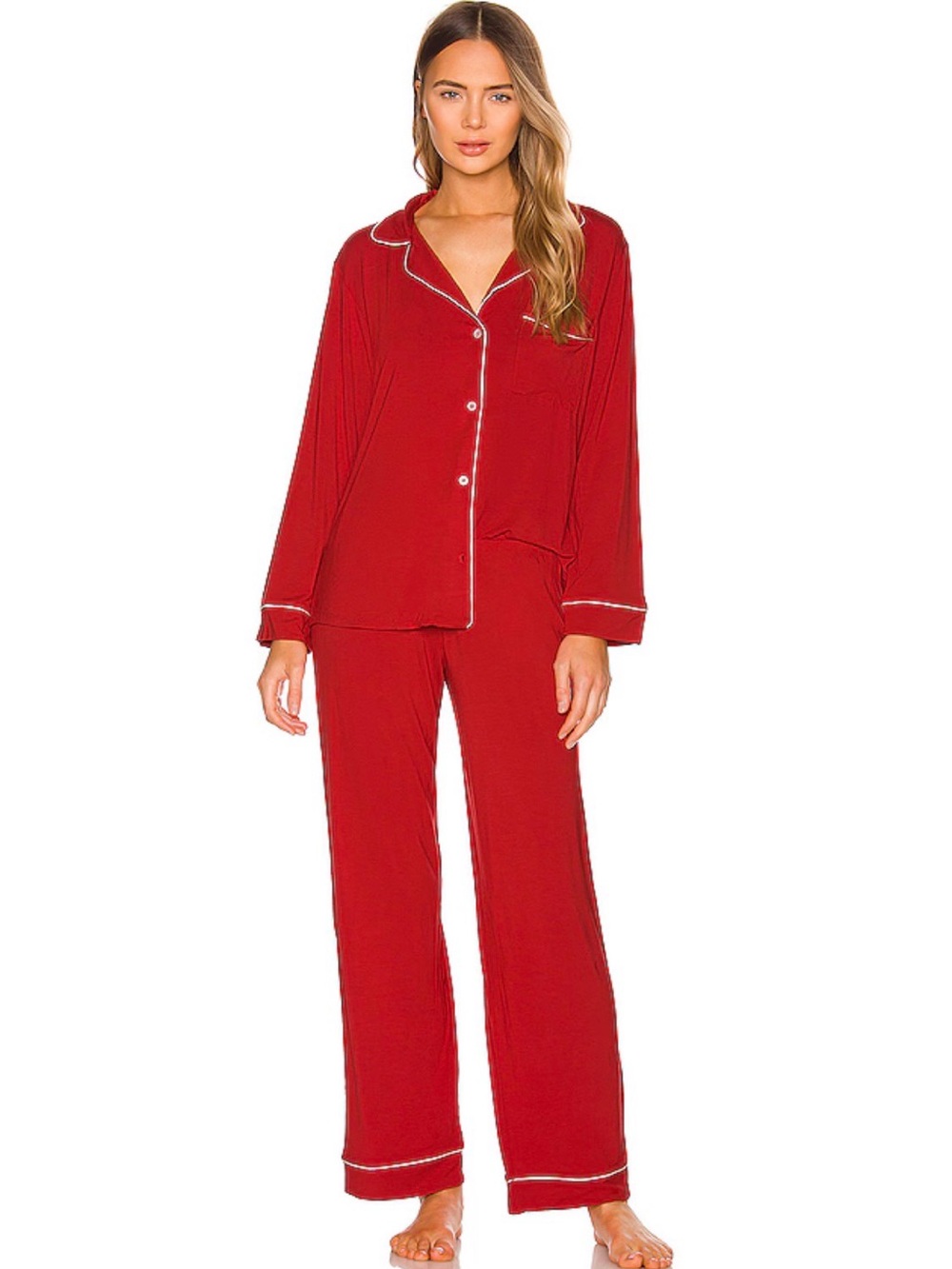 Eberjey Gisele The Long PJ Set in Holly Red